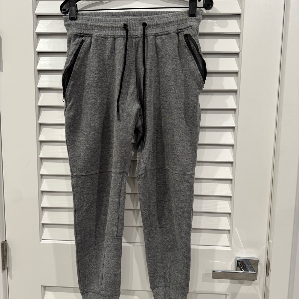 Zara Gray Sweatpants with Elastic Waistband and Tapered Legs